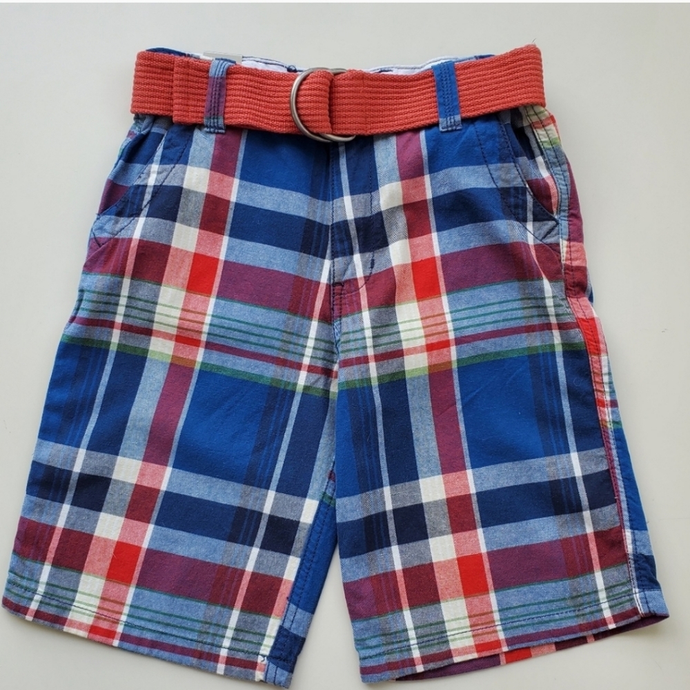 Boys plaid cargo golf bold adjustable waist pocket shorts